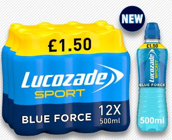 Lucozade Sport Caribbean Blue Force PMP £1.50 500ml