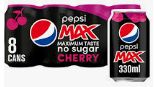 Pepsi Max Cherry No Sugar Cola PMP Can 330ml