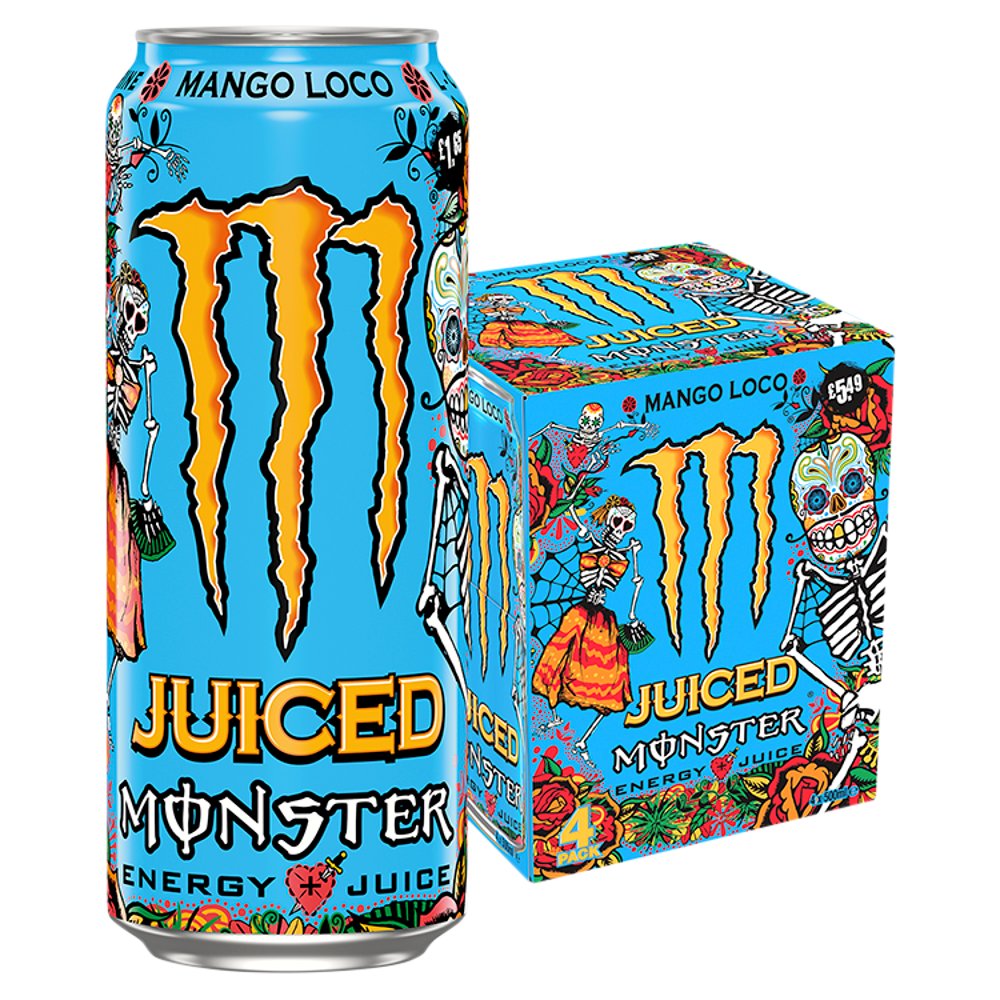 Monster Energy Drink Mango Loco 4 X 500ml PM £5.49