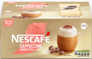 Nescafe Gold Cappuccino Unsweetened Instant Coffee 50 x 14.2g Sachets