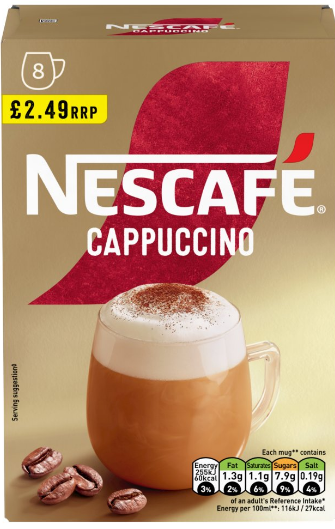 Nescafe Cappuccino Instant Coffee 8 x 15.5g Sachets £2.49 PMP