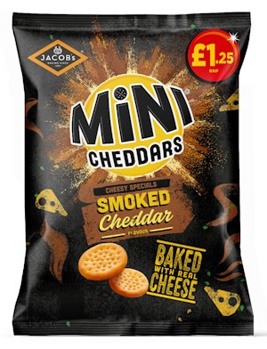 Jacob'S Mini Cheddars Smoked Cheddar Baked Snacks 90G PMP £1.25