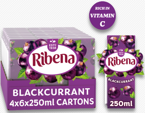 Ribena Blackcurrant Juice Drink Cartons 6x250ml