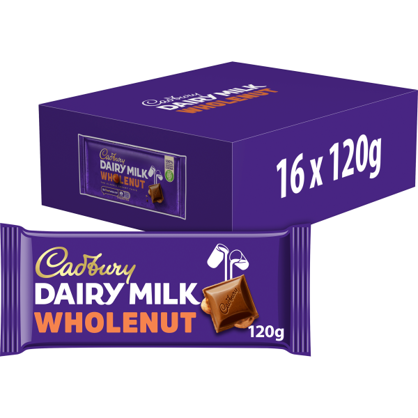 Cadbury Dairy Milk Whole Nut Chocolate Bar 120G
