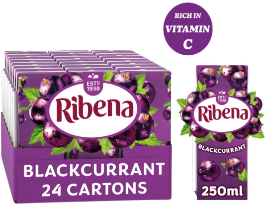 Ribena Blackcurrant Juice Drink Carton 250ml