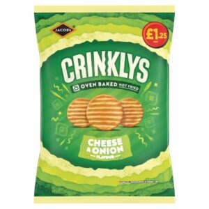 Jacob'S Crinklys Cheese & Onion Snacks 90G PMP £1.25