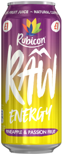 Rubicon Raw Energy Pineapple & Passion Fruit 500ml PMP 1£