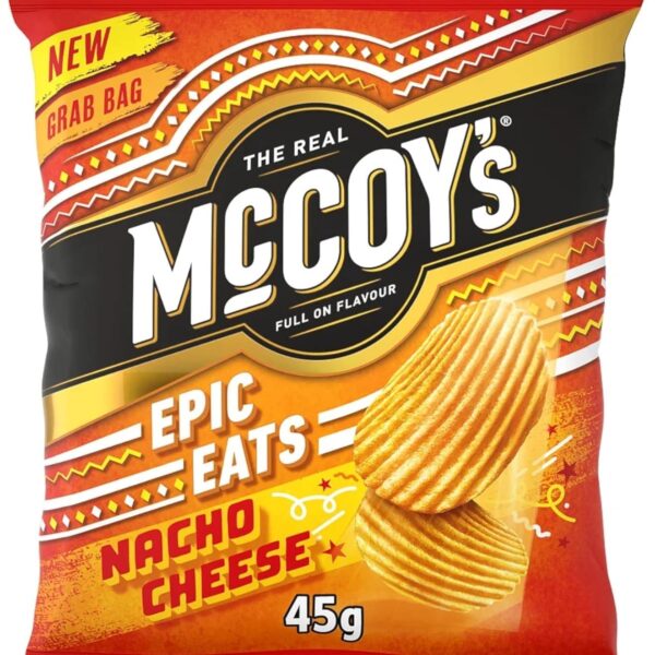 Mccoy’S Nacho Cheese Flavour Ridge Cut Potato Crisps 45G
