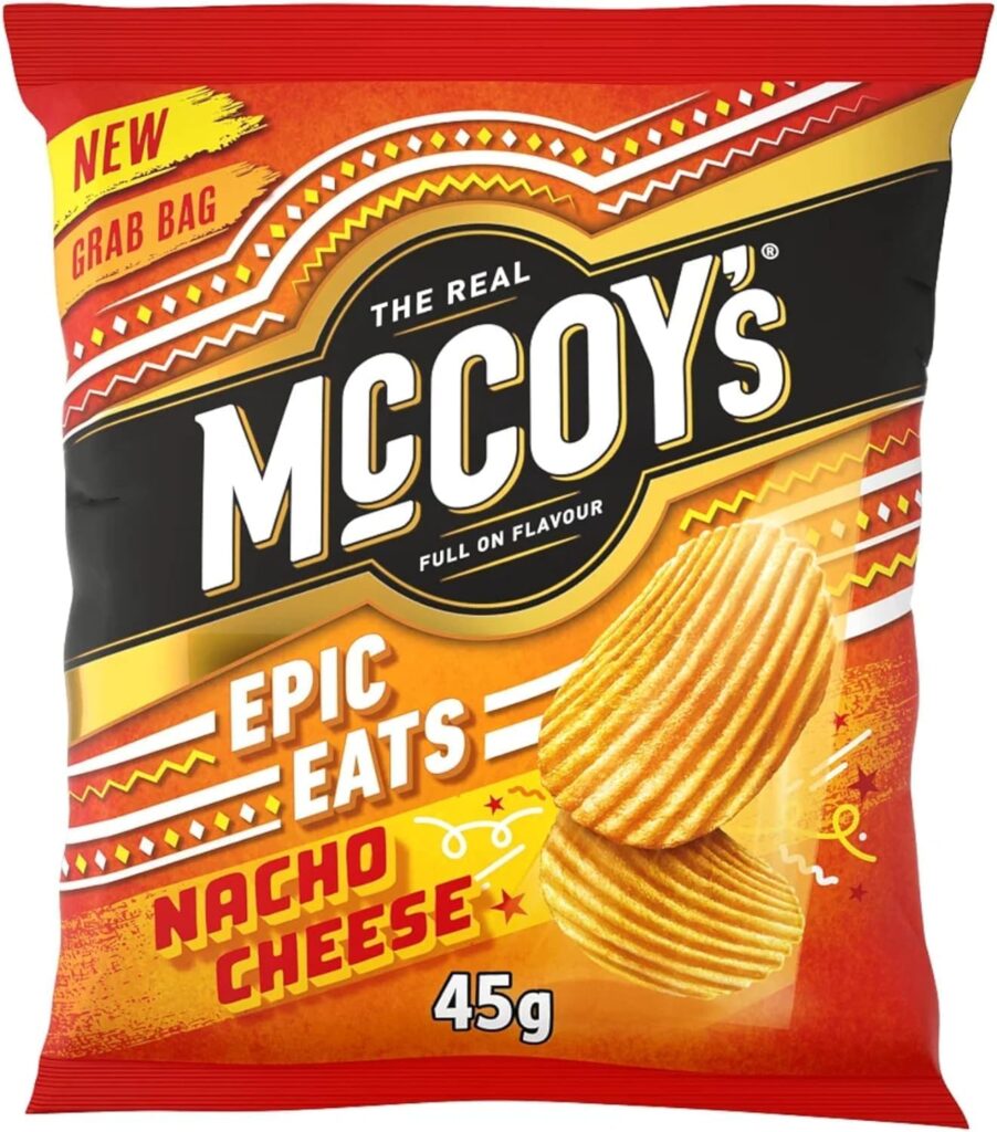 Mccoy’S Nacho Cheese Flavour Ridge Cut Potato Crisps 45G
