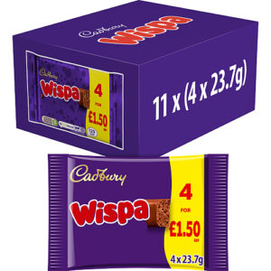 Cadbury Wispa Chocolate Bar 4 Pack 94.8G £1.50 PMP