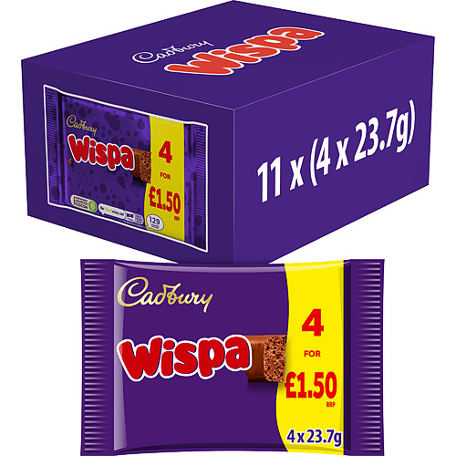 Cadbury Wispa Chocolate Bar 4 Pack 94.8G £1.50 PMP