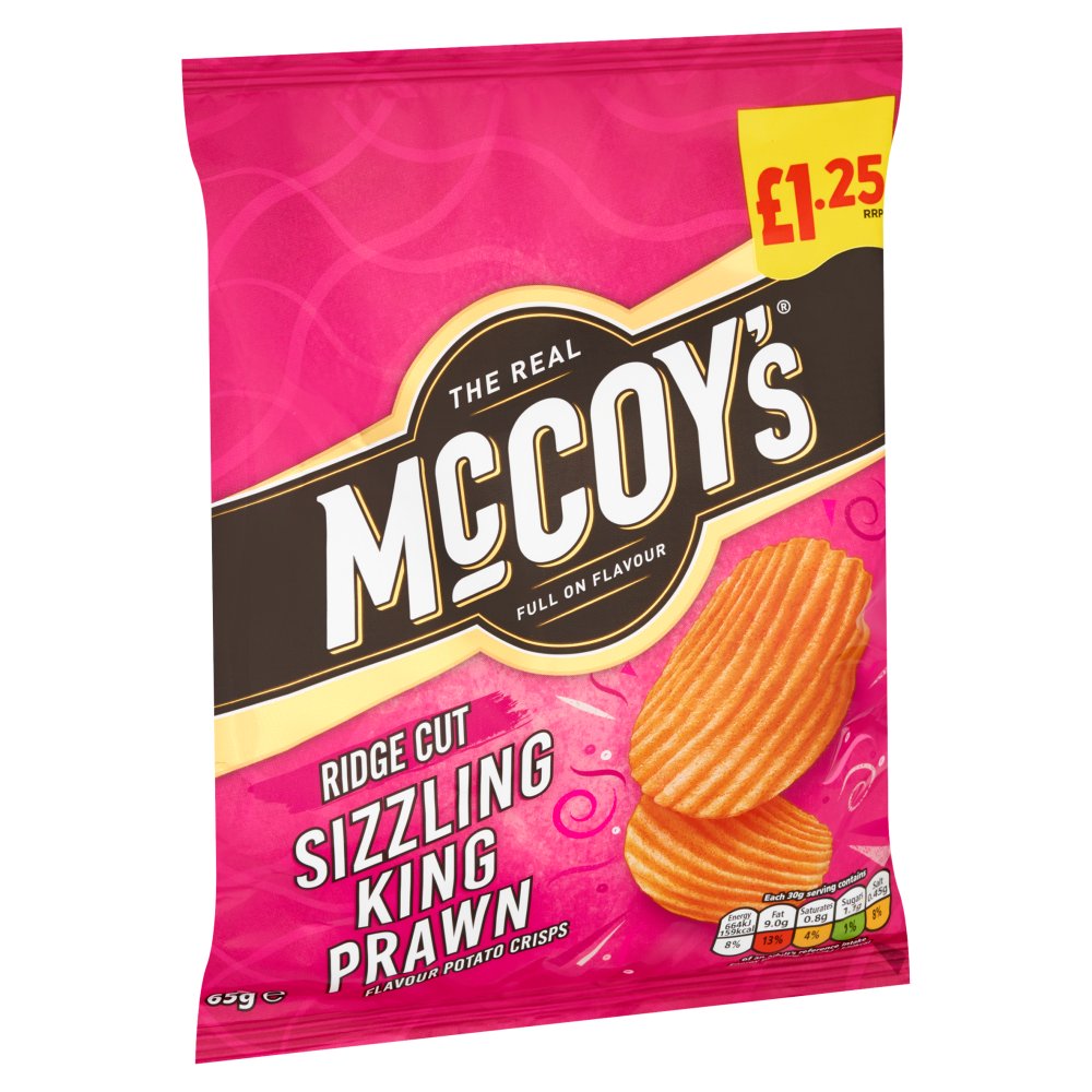 Mccoy’S Sizzling King Prawn Sharing Crisps 65G, £1.25 PMP