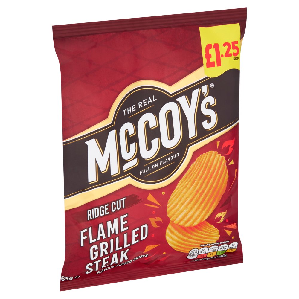 Mccoy'S Flame Grilled Steak Sharing Crisps 65G, £1.25 PMP