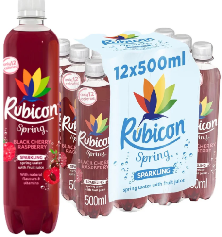 Rubicon Spring Black Cherry Raspberry Sparkling Spring Water with Fruit Juice 500ml
