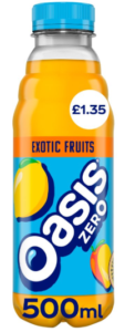 Oasis Zero Exotic Fruits PM £1.30 500ml
