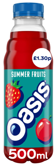 Oasis Summer Fruits Zero Pm £1.30 500ml