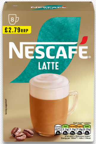 Nescafe Gold Latte Instant 8 Coffee Sachets PMP £2.79 144g