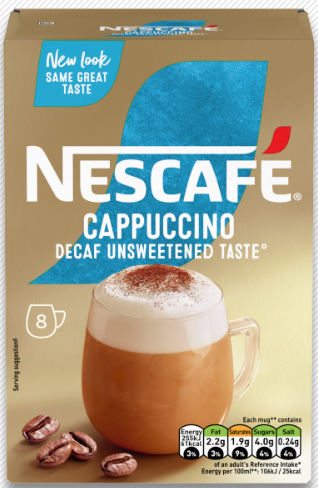 Nescafe Gold Cappuccino Decaf Unsweetened Instant Coffee 8 x 15g Sachets