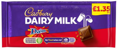 Cadbury Dairy Milk Daim Chocolate Bar £1.35 PMP 120g