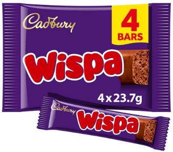 Cadbury Wispa Chocolate Bar 4 Pack Multipack £1.35 PMP 94.8g