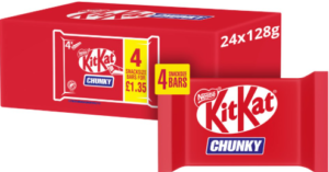 "KitKat Chunky Milk Chocolate Snacksize Bar 4 Pack Multipack 128g PMP £1.35 "