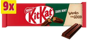 Kit Kat 2 Finger Dark Mint Chocolate Biscuit Bar Multipack 9 Pack