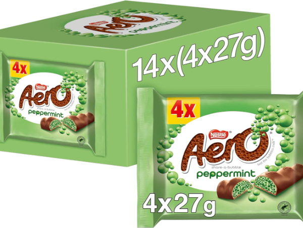 Aero Bubbly Peppermint Mint Chocolate Bar Multipack 4 Pack (4 x 27g)