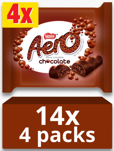 Aero Bubbly Milk Chocolate Bar Multipack 27g 4 Pack