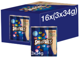 Smarties Milk Chocolate Tube 3 Pack 102g
