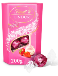 Lindt Lindor Strawberries & Cream Chocolate Truffles Box 200g