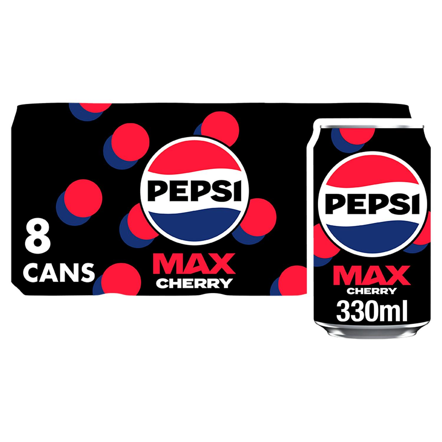 Pepsi Max Cherry No Sugar Cola Can 8 x 330ml