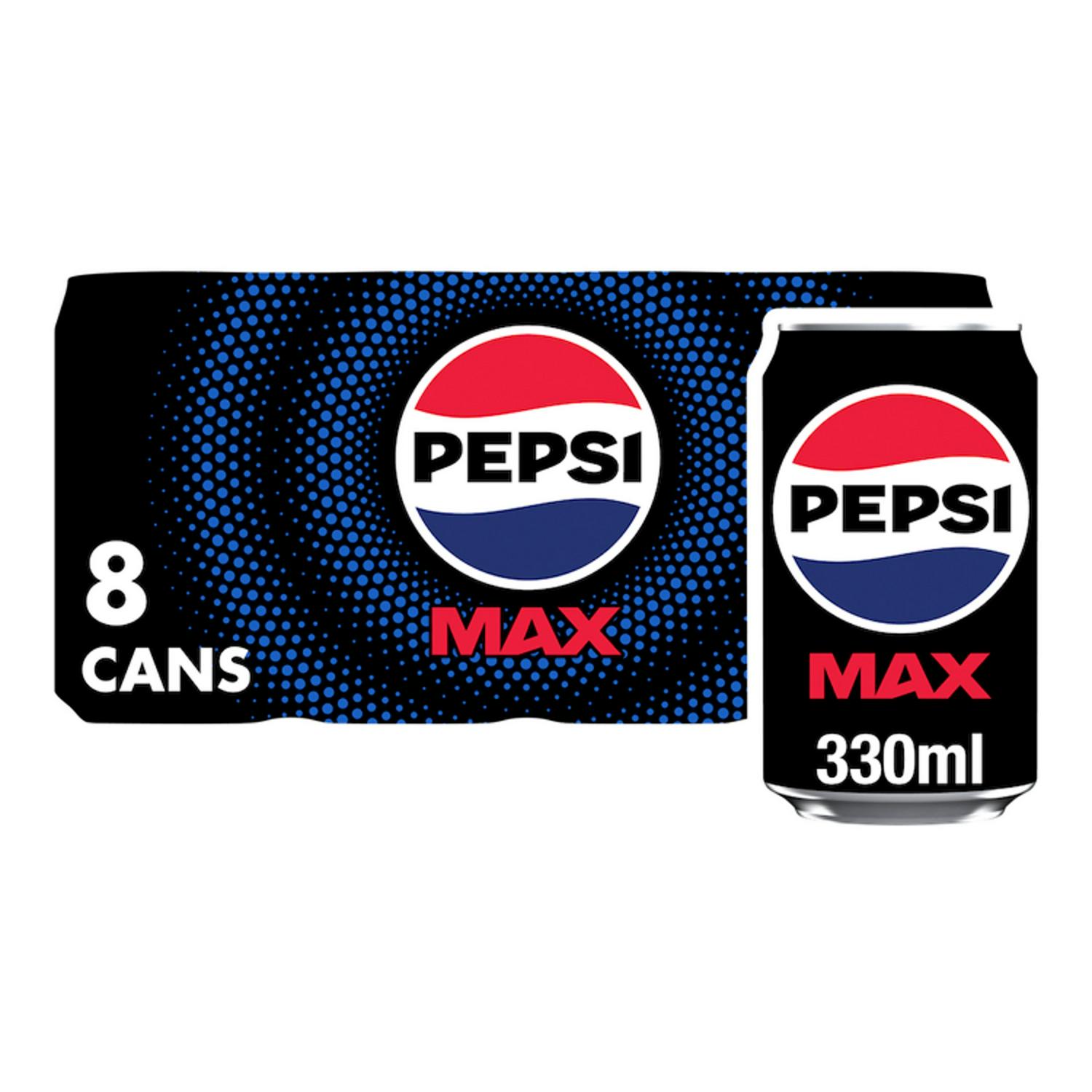 Pepsi Max No Sugar Cola Can 8x330ml