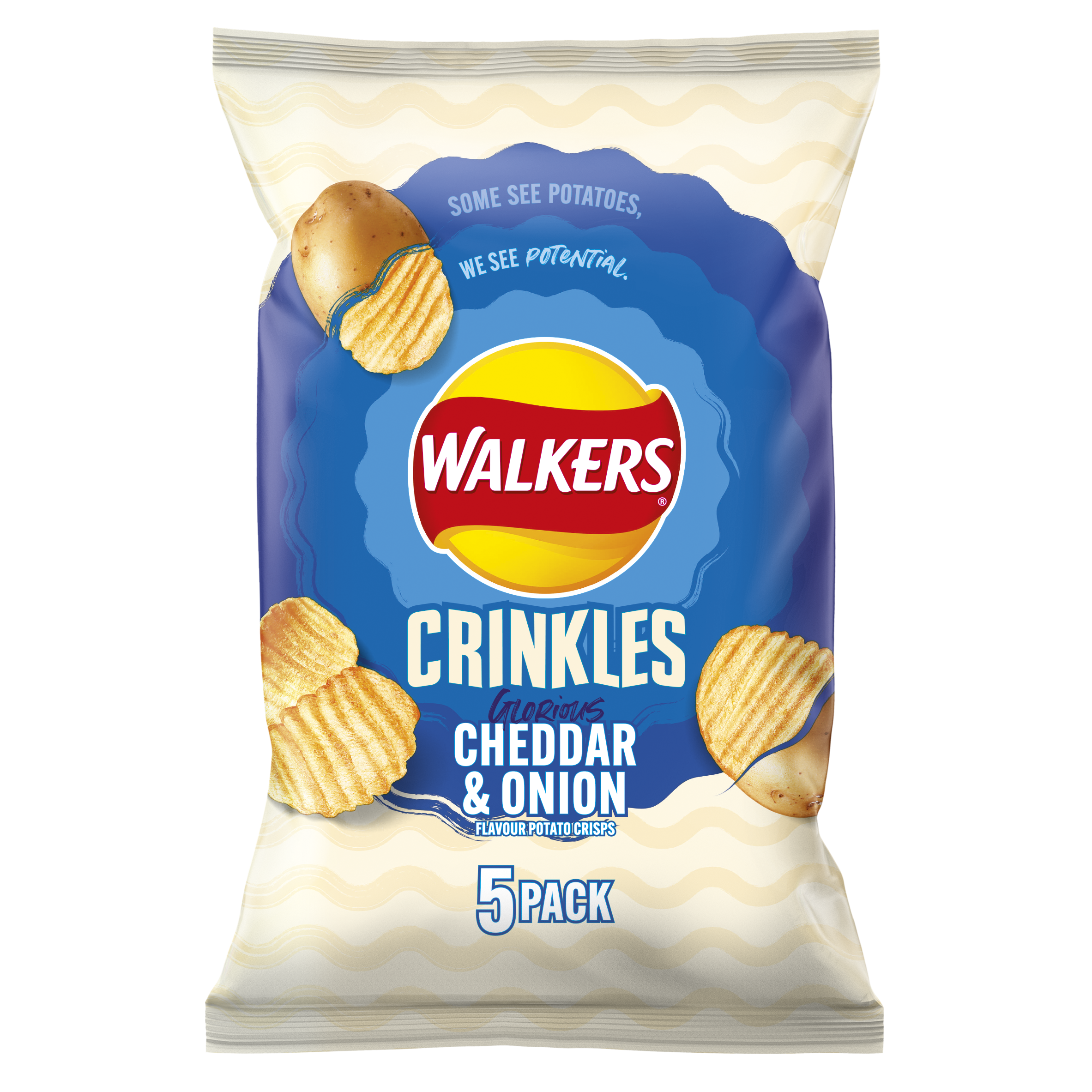 Walkers Crinkles Cheddar & Onion Multipack Crisps 5x23g