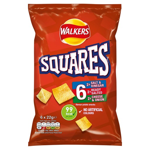 Walkers Squares Variety Multipack Snacks 6x22g