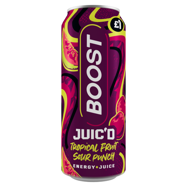 Boost Energy Juic’D Tropical Fruit Sour Punch PM £1.00 500ml