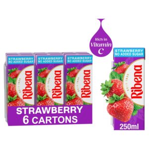 Ribena No Added Sugar Strawberry Juice Drink Cartons 6x250ml