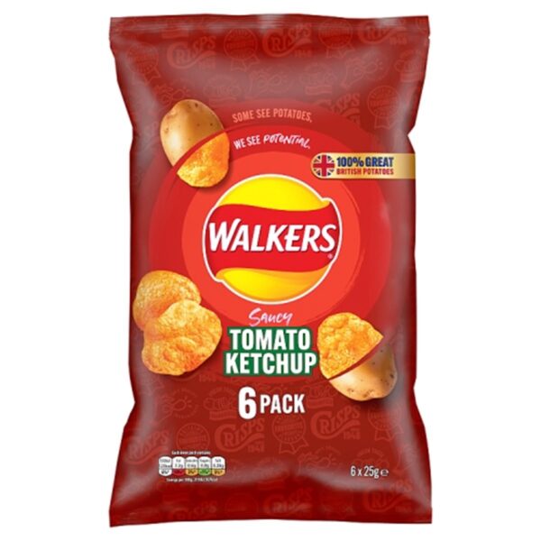 Walkers Tomato Ketchup Multipack Crisps 6 x 25g