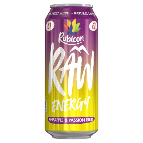 Rubicon Raw Energy Pineapple & Passion Fruit 500ml PMP 1£