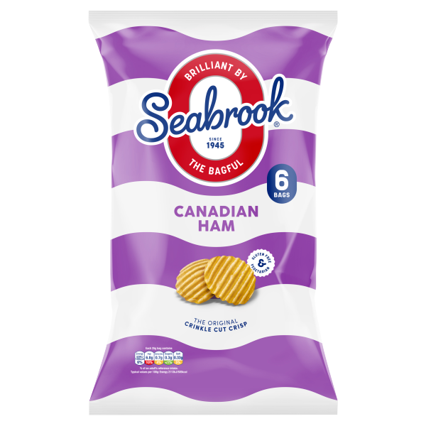 Seabrook Crinkle Crisps Canadian Ham Flavour 6 x 25g Gluten Free