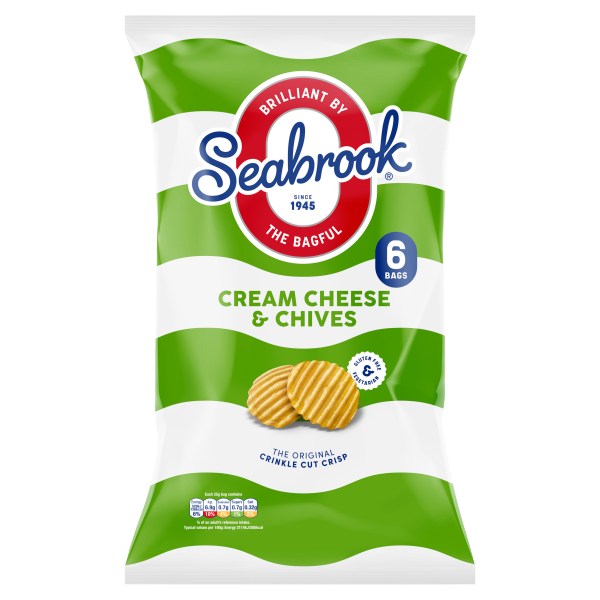 Seabrook Crinkle Crisps Cream Cheese and Chives Flavour 6 x 25g Gluten Free