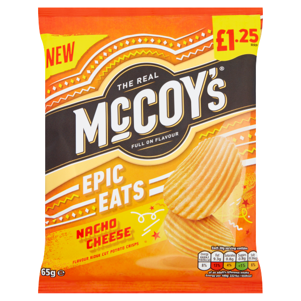 McCoy's Epic Eats Nacho Cheese Sharing Crisps £1.25 PMP 64g