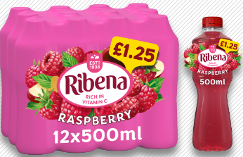Ribena Raspberry PM £1.25 500ml