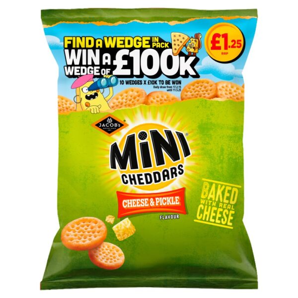 Jacob's Mini Cheddars Cheese & Pickle Snacks 90g PMP £1.25