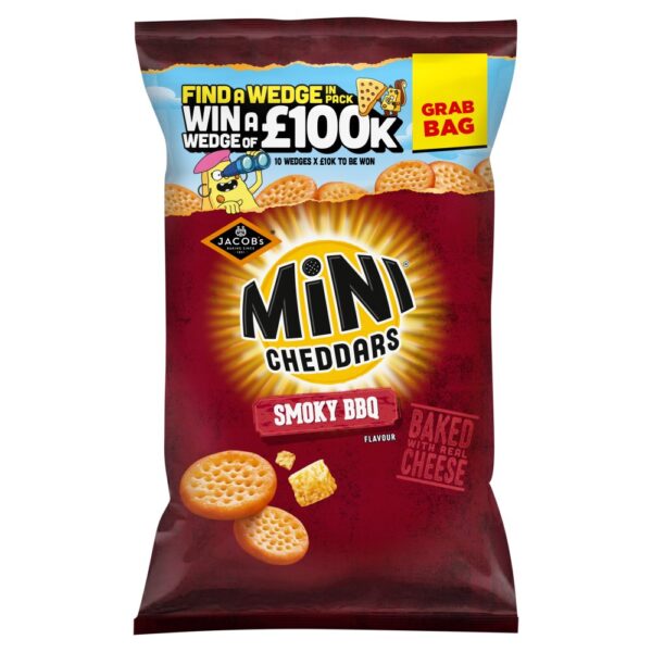Jacob's Grab Bag Mini Cheddars Smoky BBQ Flavour Snacks 45g