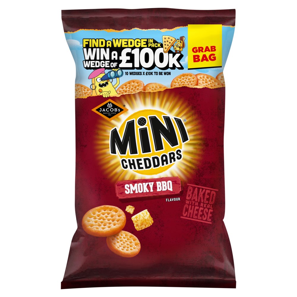 Jacob's Grab Bag Mini Cheddars Smoky BBQ Flavour Snacks 45g