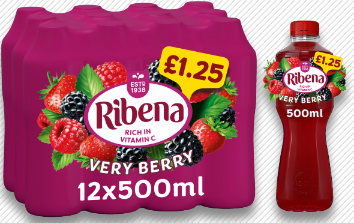 Ribena Very Berry Juice Drink PMP £1.25 500ml