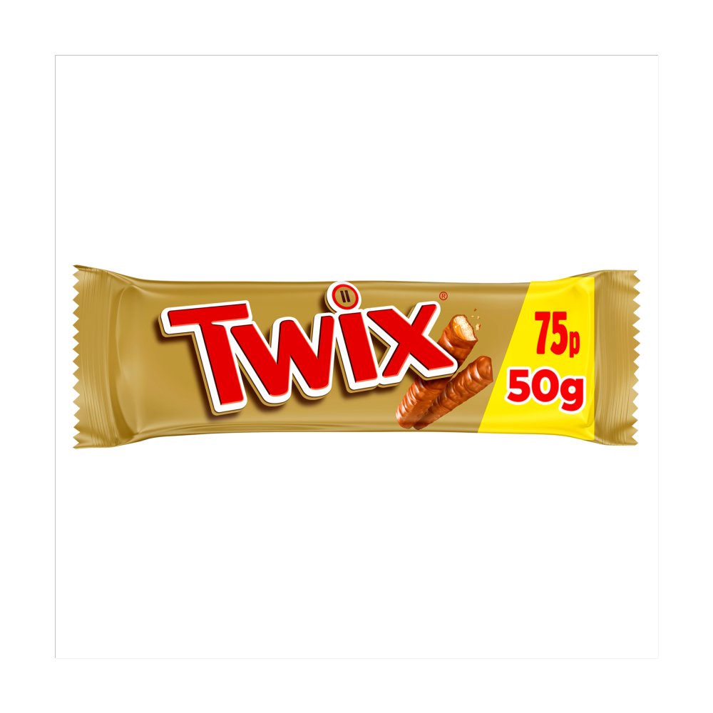 Twix Caramel & Milk Chocolate Fingers Biscuit Snack Bar £0.75 PMP 50G