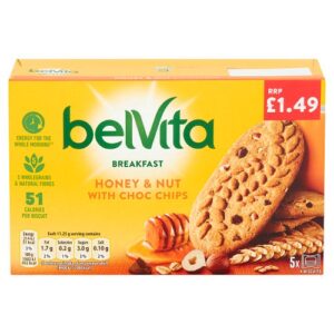Belvita Breakfast Biscuits Honey and Nut with Choc Chips 5 Pack £1.49 PMP 225g