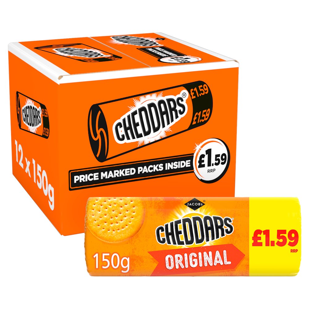 Jacob's Baked Cheddars Cheese Crackers 150g PMP £1.59