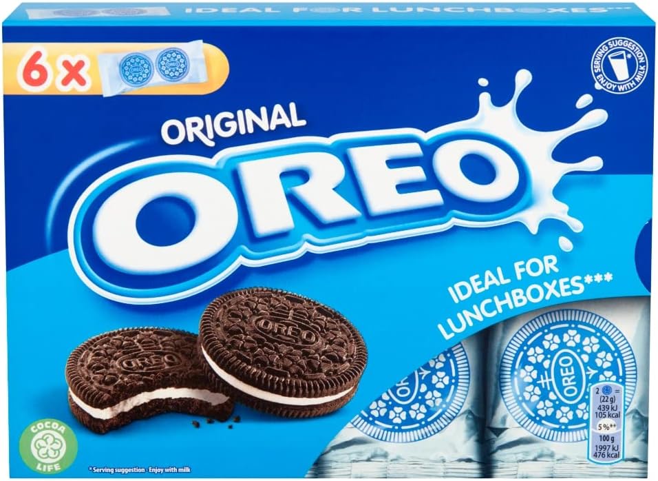 OREO Original Vanilla Sandwich Biscuits 6 Snack Packs 132g